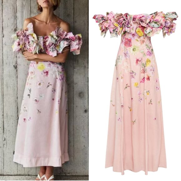 Aje | Dresses | Aje Misha Maxi Dress Pink Collage Floral Blush Au8us4  Spring Wedding Cocktail | Poshmark